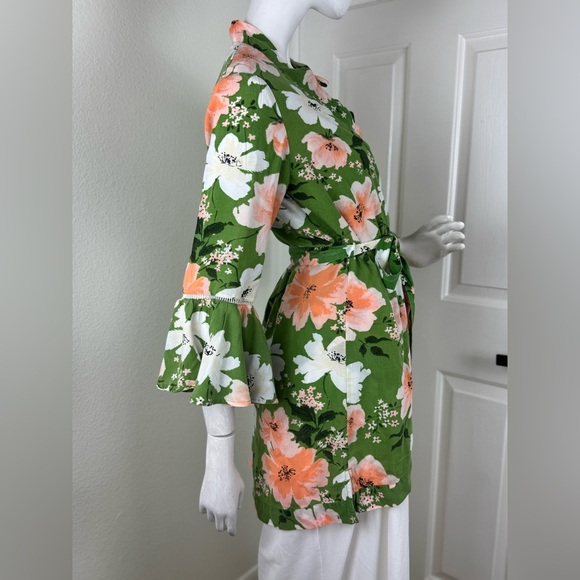 Gilligan and O'Malley Plush Multi-Colored Floral Belted SHORT Robe SZ XS. A33 - Picture 3 of 17